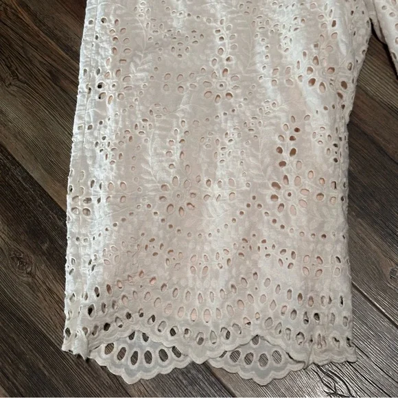 City Chic Olivia lace eyelet pants cream women's plus size L 20 cropped - Picture 2 of 10